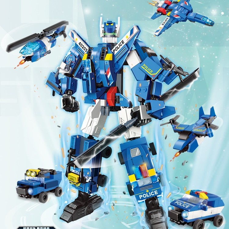 古迪40203猎空战将5合1变形机器人金刚组装模型男孩拼装积木玩具