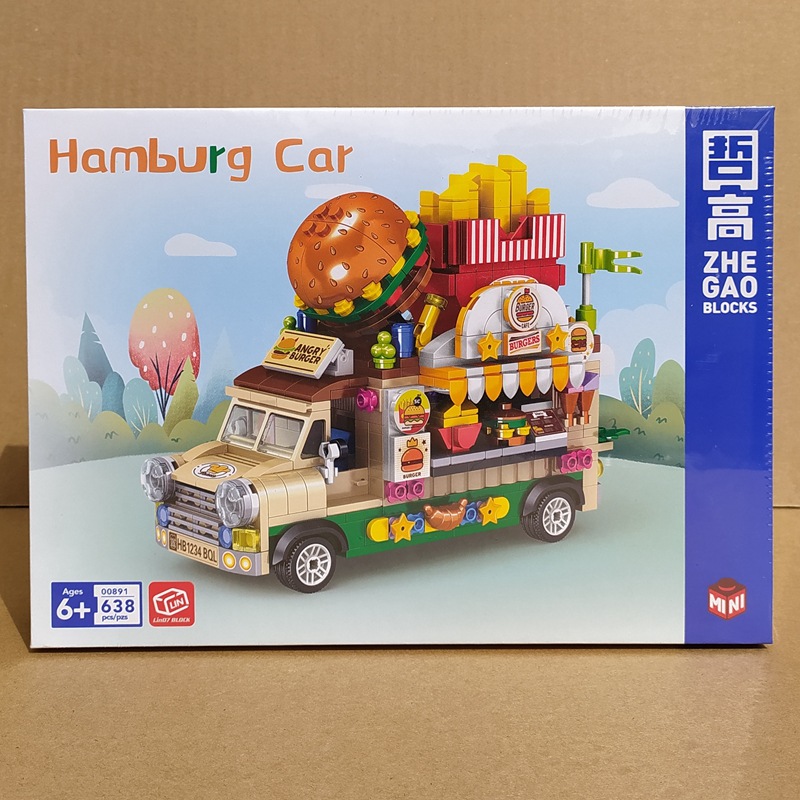 哲高积木00886迷你雪糕汉堡水果鲜花甜品车模型女生礼品儿童礼物