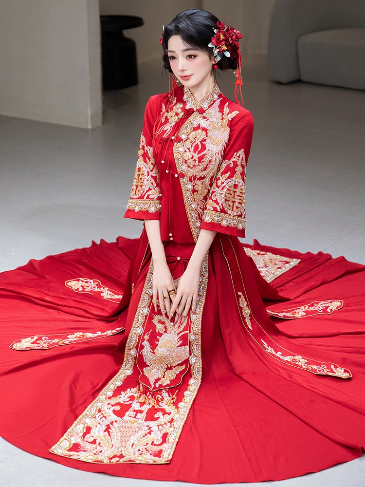 新中式嫁衣秀禾服2025新款新娘结婚婚服刺绣奢华高级感重工出阁服