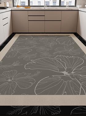 黑色耐脏厨房防滑防油地垫pvc可擦免洗防水防污满铺专用厨房地毯