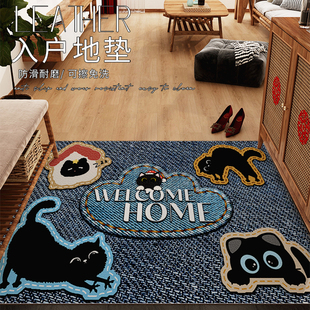 牛仔卡通进门门口地毯入户地垫复古pvc门外防滑脚垫门厅入门脚垫