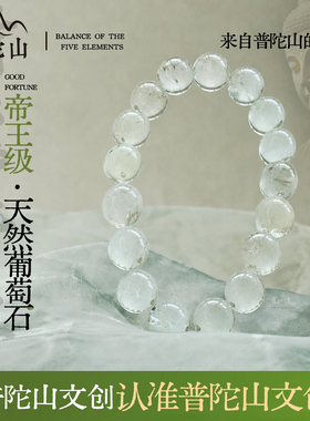 普陀山文创集天然葡萄石手串玉石冰种帝王级补木聚财绿水晶手链女