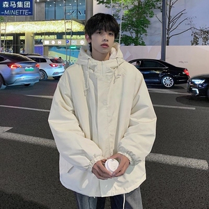 森马集团羊羔绒棉服男款冬季日系复古青少年连帽铺棉外套外套加绒