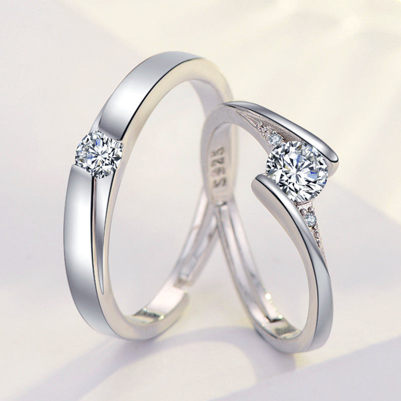 仿真假钻戒一对情侣结婚对戒活口可调节戒指求婚仪式专用钻戒道具