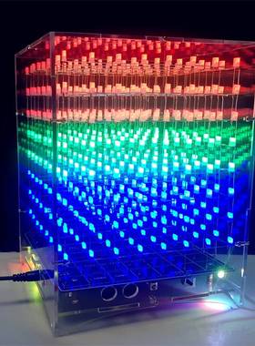3d8光立方888套件 8X8X8LED彩色上位机C51单片机电子DIY制作散件