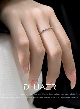 18K金人工钻石戒指女戒薄戒尾戒