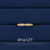 DIHUAER 18K金人工钻石女戒婚戒PT950铂金女戒排钻轻奢情侣戒指