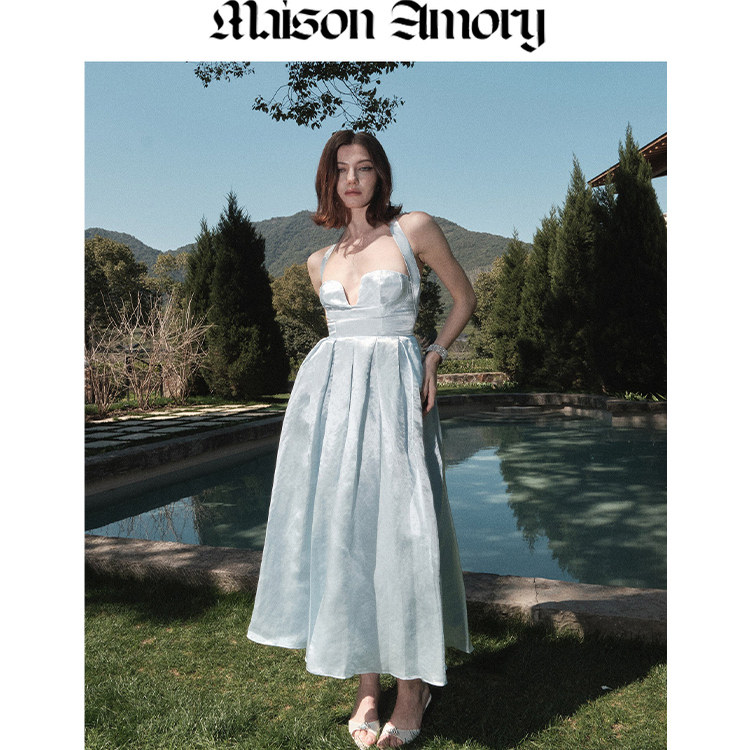 MaisonAmory天蓝色迷笛连衣裙