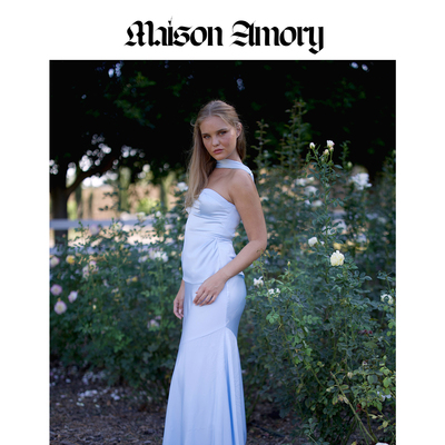 春上新|闪蓝色挂脖飘带抹胸上衣MaisonAmory