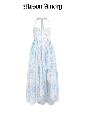 步步生玫· Maison Amory蓝色洛可可印花连衣裙