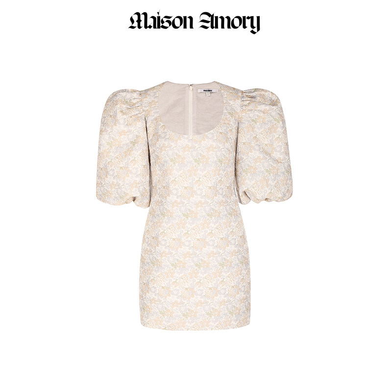 MaisonAmory米色提花圆领