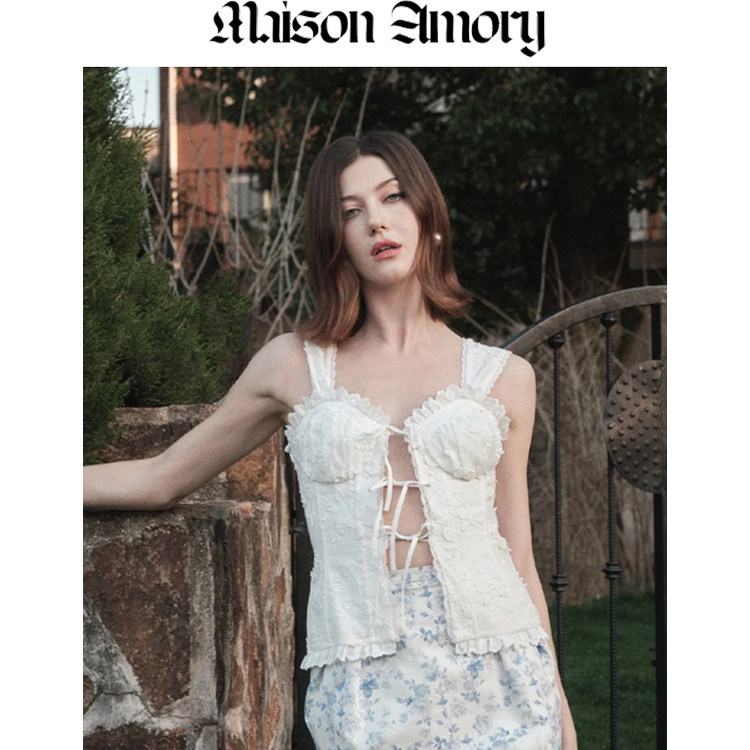 季末折扣|白色吊带无袖上衣The Top Maison Amory