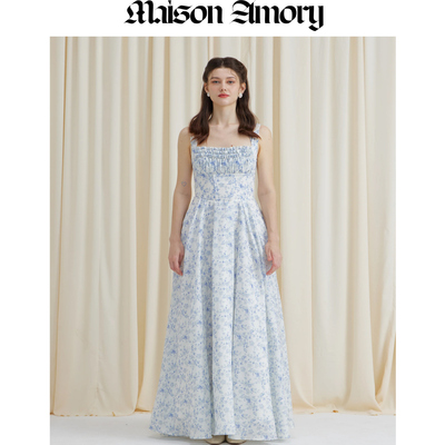 春上新｜希腊女神蓝藤蔓玫瑰连衣裙Grace Blvd MaisonAmory
