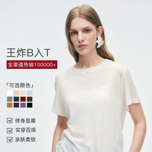 小小莎老师N28桑蚕丝莱赛尔短袖T恤女夏季轻薄凉感亲肤透气打底衫