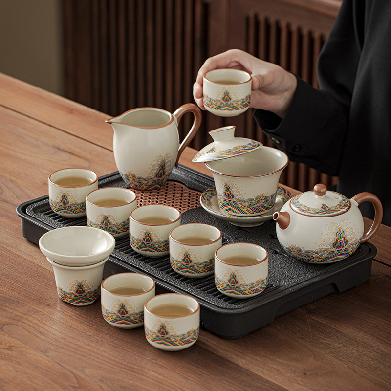汝窑功夫茶具套组家用2025新款办公室喝茶泡茶盖碗茶壶茶杯子套装