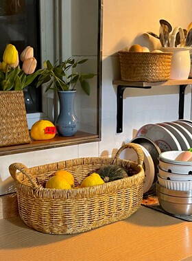 【厨房好物】编织收纳篮厨房蔬菜水果鸡蛋仿藤编收纳筐家用桌面