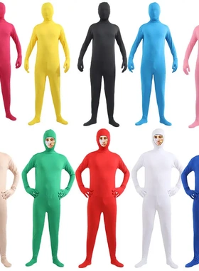 全包露脸紧身衣纯色变装体操服舞台演出服牛奶丝cos服连体衣