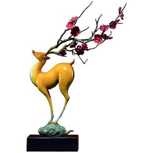 荣芙铜鹿摆件梅花鹿纪念品办公室工艺品书房店铺开业乔迁礼品