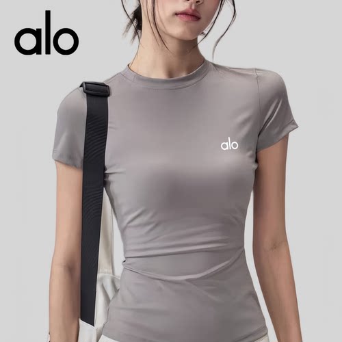 AIo 高弹瑜伽服短袖圆领速干修身运动T恤薄款跑步训练上衣夏