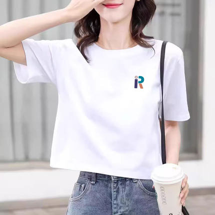 品牌纯棉白色短款t恤女小个子2026夏季新款正肩宽松圆领百搭半袖T