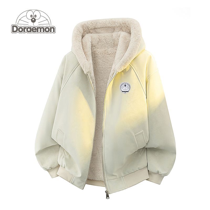 哆啦A梦连帽棉服男女冬季加厚休闲保暖防寒