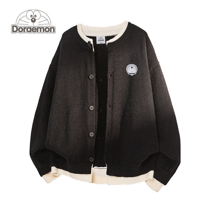 哆啦A梦开衫毛衣男女冬季新款宽松休闲百搭