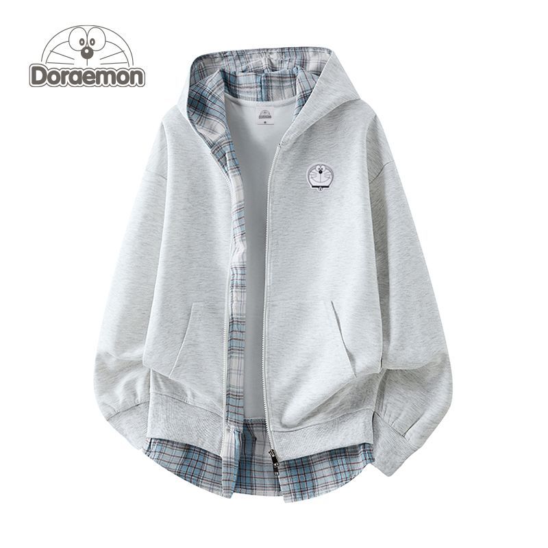 哆啦A梦美式拼接开衫卫衣男女秋冬季新款宽