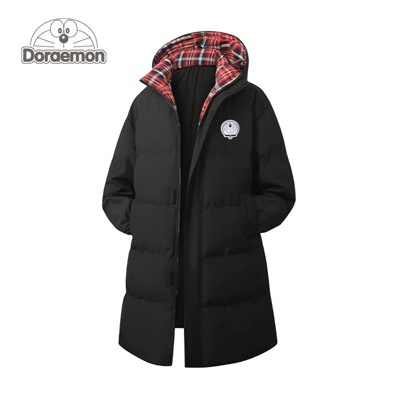 哆啦A梦连帽中长款棉衣服男女冬季新款加厚