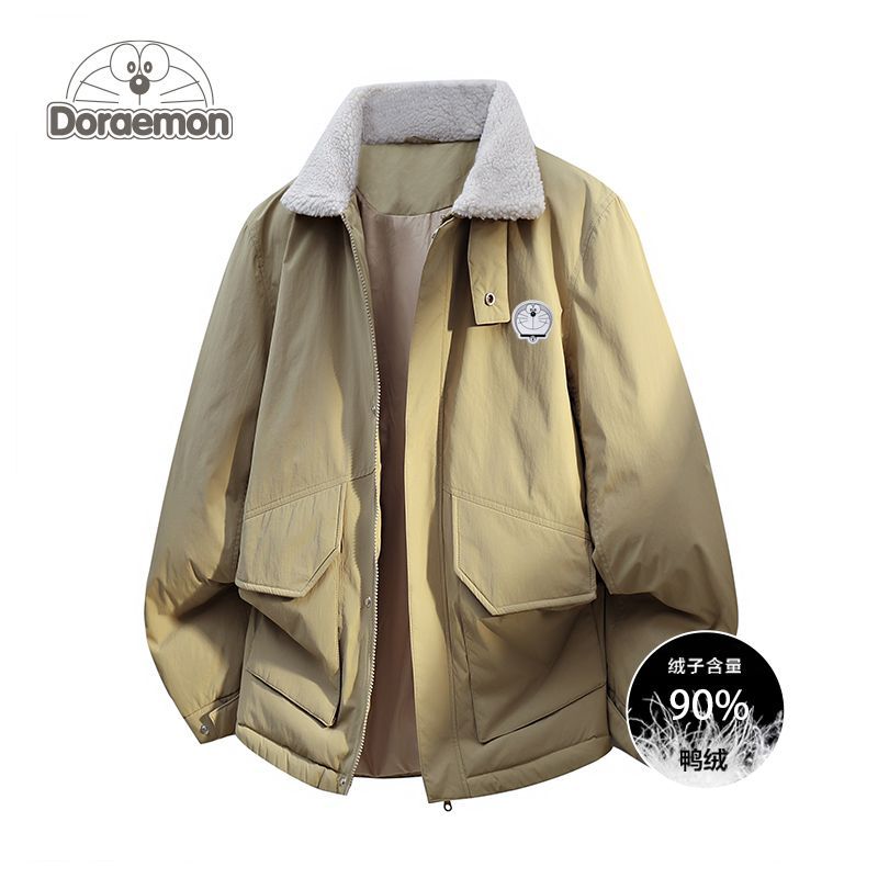 哆啦A梦休闲翻领90羽绒服男女冬季保暖新款