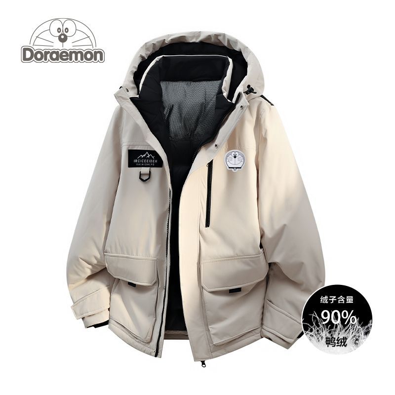 哆啦A梦美式工装90羽绒服男女冬季新款加厚