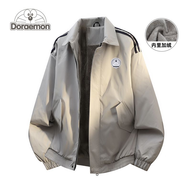 哆啦A梦美式翻领休闲夹克男女加绒加厚2025