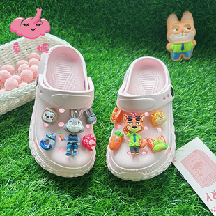 儿童可爱兔狐洞洞鞋宝宝凉鞋可下水女款沙滩海边防滑外穿女孩拖鞋