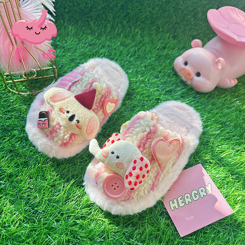 小动物棉拖鞋女款室内家居2025新款冬季儿童可爱毛毛拖鞋保暖加厚