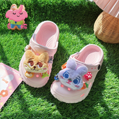 软底踩屎感 家用防滑外穿儿童宝宝女孩拖鞋 女童粉色可爱洞洞鞋 夏季