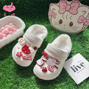 儿童棉拖鞋女童家用地板防滑秋冬加绒洞洞鞋室内保暖女孩2026新款