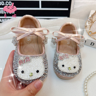 2025新款女童皮鞋儿童公主鞋软底防滑小女孩鞋子春夏款水晶鞋单鞋