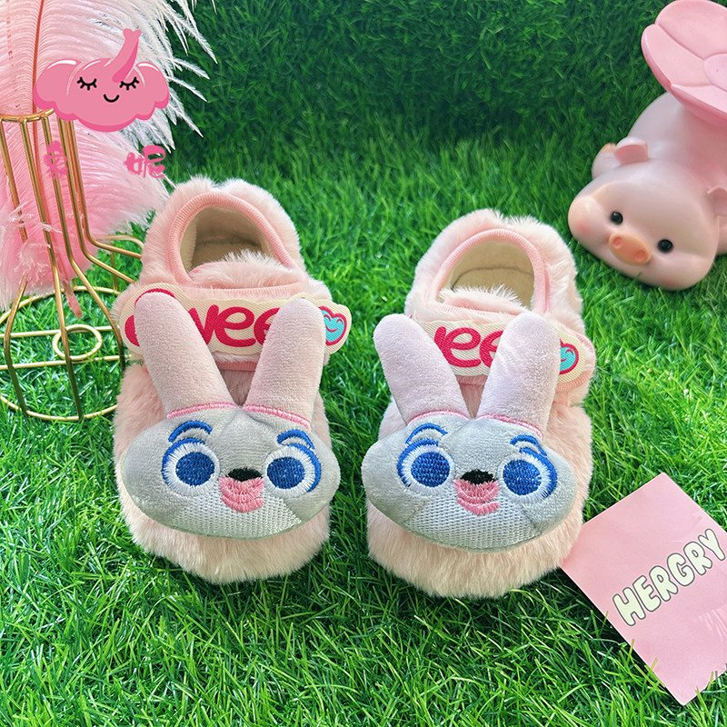 女童棉拖鞋2026秋冬新款儿童棉鞋加绒保暖冬季卡通兔子家居毛毛鞋