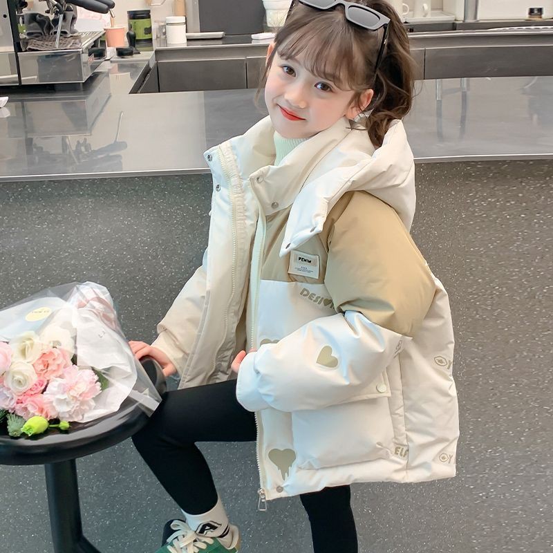 女童羽绒棉服2024新款洋气冬季中大儿童加厚拼色外套女孩棉袄棉衣