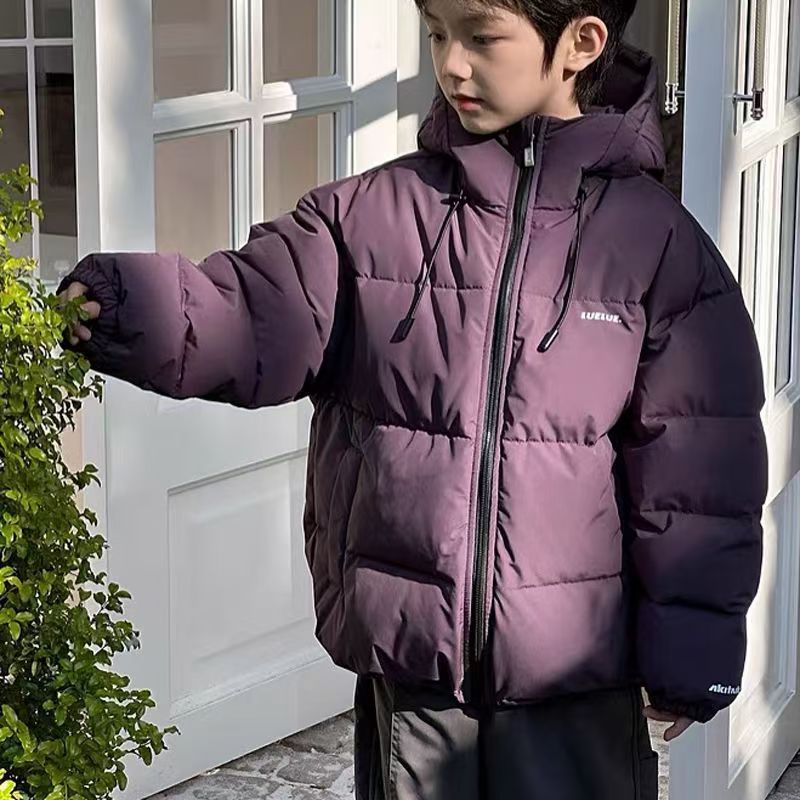 新款儿童男童一体棉加厚中大童棉袄保暖冬装韩版外套连帽洋气