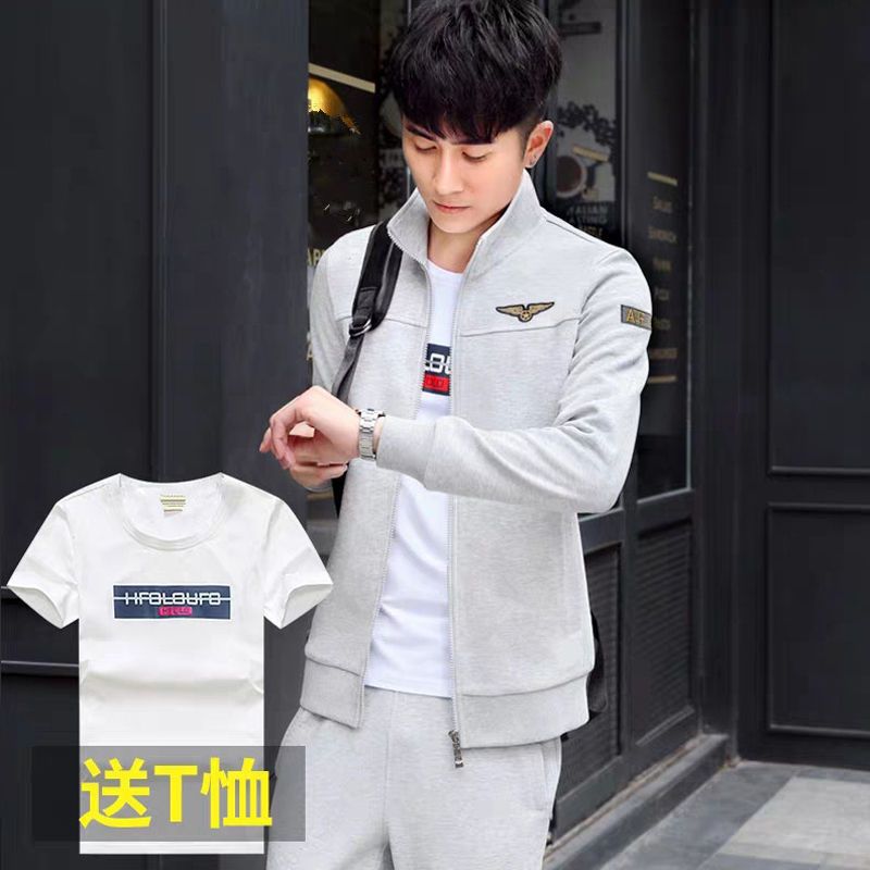运动服套装男春秋款男装卫衣外套男春秋款高中生潮流三件套中青年