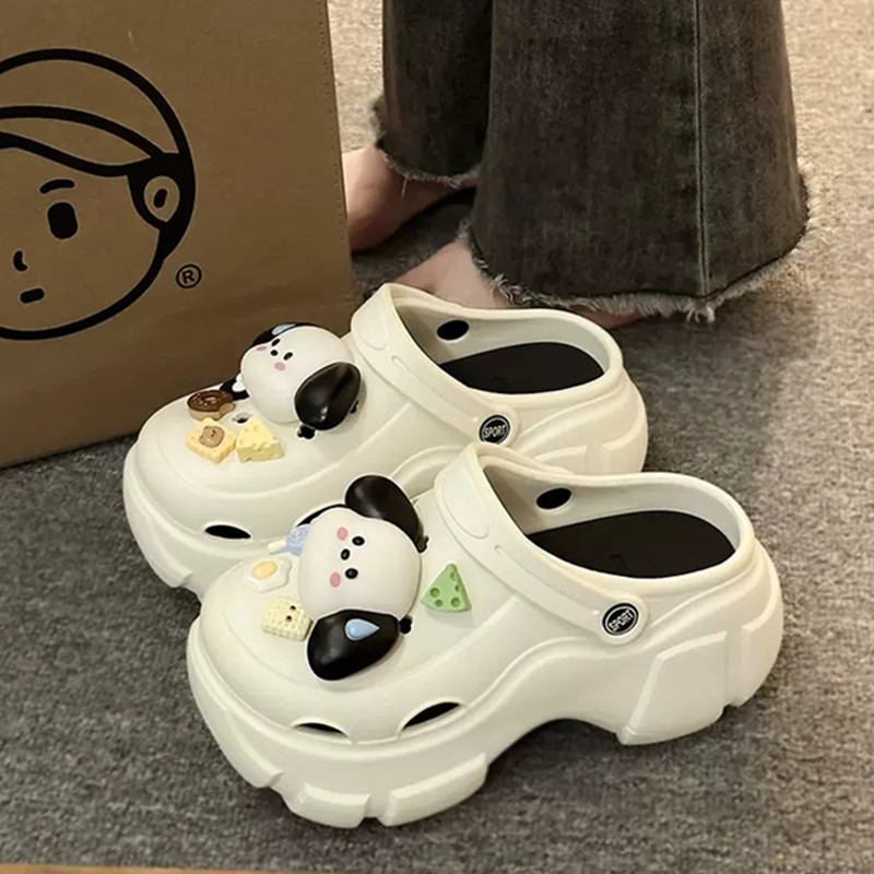厚底洞洞鞋女款2024新款踩屎感夏季外穿防滑防臭增高沙滩包头拖鞋