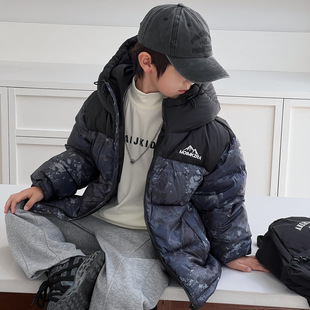 韩版儿童装加厚女孩羽绒服2025新款冬男童洋气保暖连帽白鸭绒外套