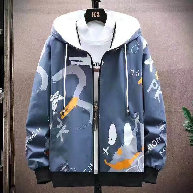 春秋季薄款初中生高中学生连帽一整套夹克套装衣服青少年男生外套
