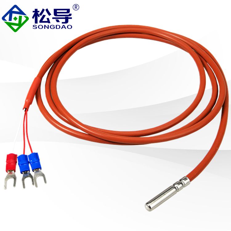 Pt100温度传感器 硅胶滚口封装防水防油测温探头Pt100铂.热电阻/