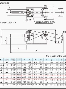 气动快速夹具工装夹钳CM GH-10247A 气动工装夹具 快速夹钳气动夹