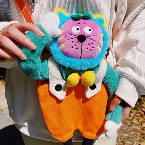 有蒂棵棵uodycoco懒猫斜挎包女手机包可爱卡通玩偶包个性通勤旅行