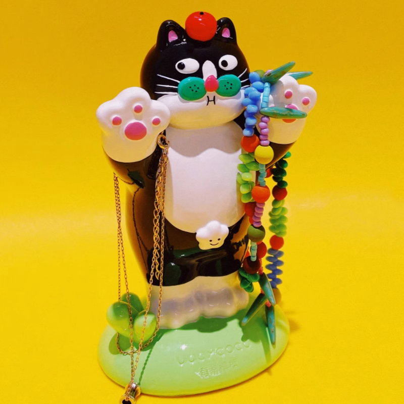 uodycoco原创小富贵桌面摆件玄关招财猫可爱工位稳定情绪乔迁礼物