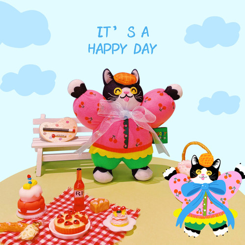 uodycoco有蒂棵棵原创富贵花猫咪挂件原创设计可爱毛绒钥匙扣情侣