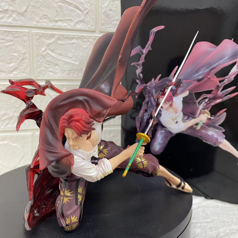 海贼 四皇 红发香克斯 蹲姿红发 战斗场景 公仔摆件盒装手办模型