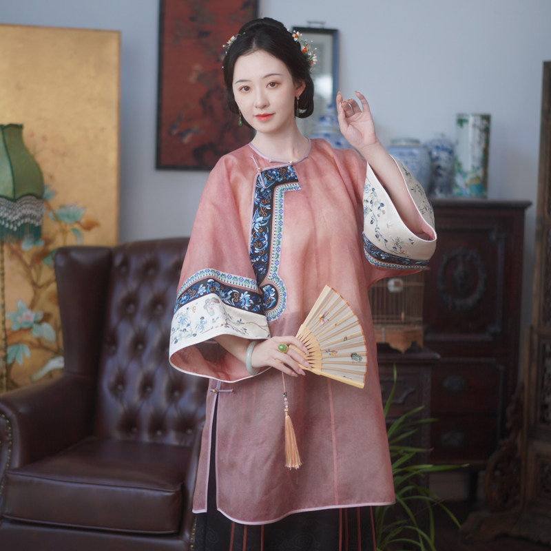 【如歌】晚清少奶奶服装倒大袖旗袍汉服真丝绡复原清汉女中式上衣